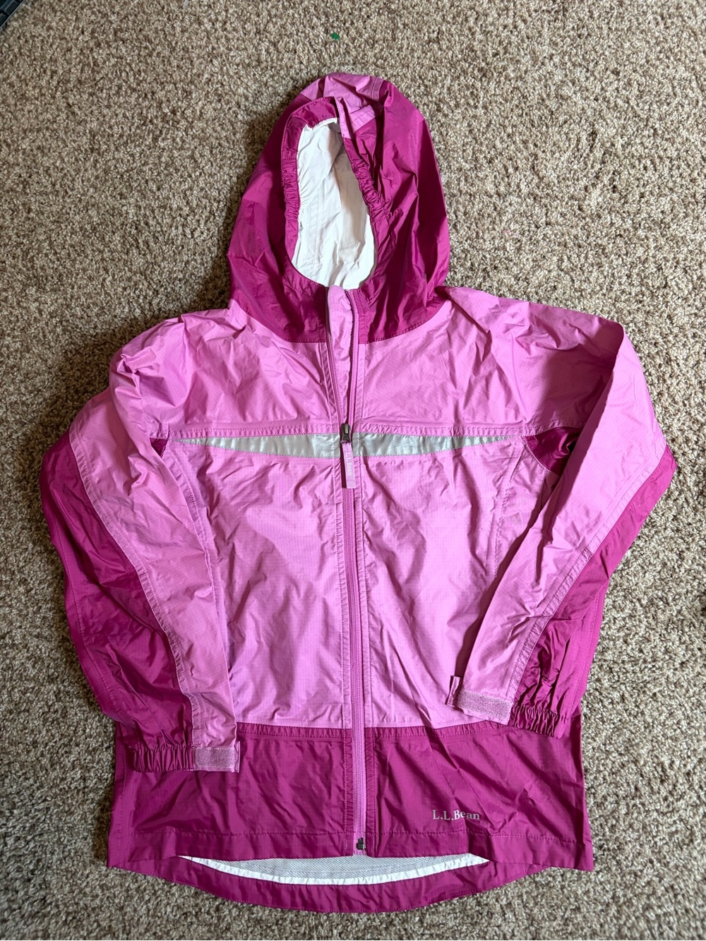 L.L. Bean Girls' Two-Tone Pink Windbreaker Jacket Sz L 14/16 NWOT!